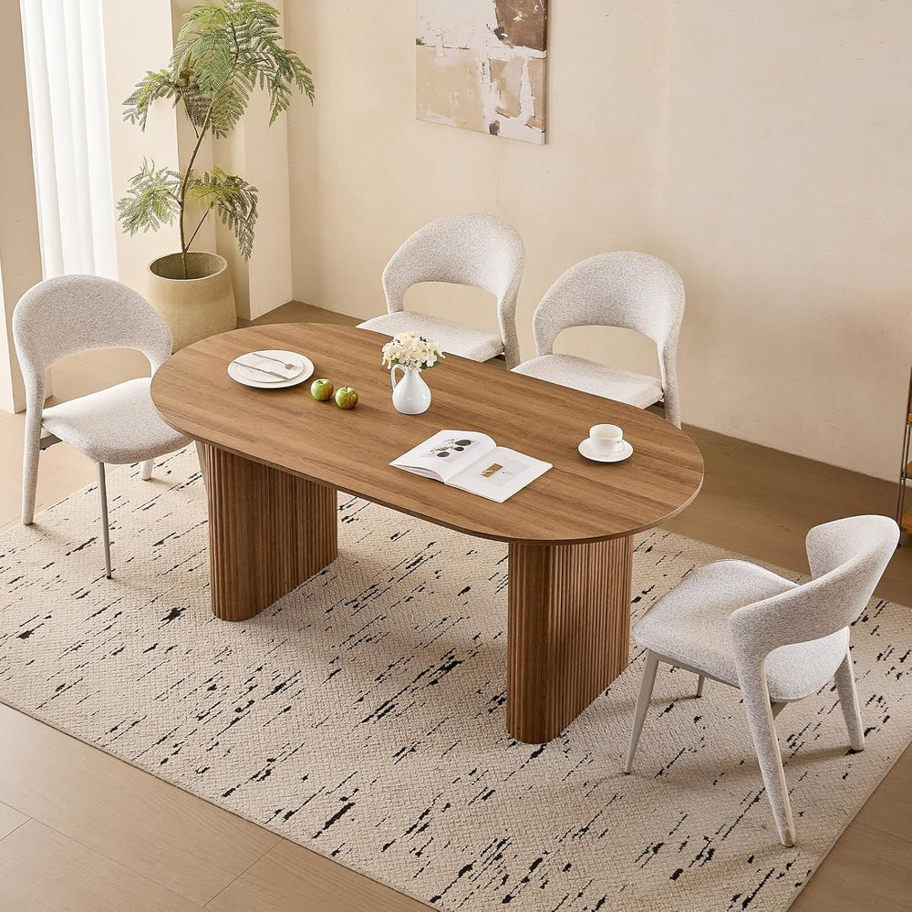 70.9" Large Dining Table for 4, [Rounded Edges] [Fully Assembled Table B...