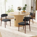 Wooden Dining Chair Set of 3, Modern Dining Chairs with with Curved Back, Fabric Upholstered Kitchen Dining Room Chairs with Adjustable Legs for Farmhouse Dining Living Room,Dark Grey