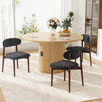 Wooden Dining Chair Set of 3, Modern Dining Chairs with with Curved Back, Fabric Upholstered Kitchen Dining Room Chairs with Adjustable Legs for Farmhouse Dining Living Room,Dark Grey