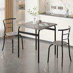 VECELO Dining Table Set for 2, 3-Piece Modern Dinette with Chairs for Small Space, Kitchen, Breakfast Nook, Rustic Grey