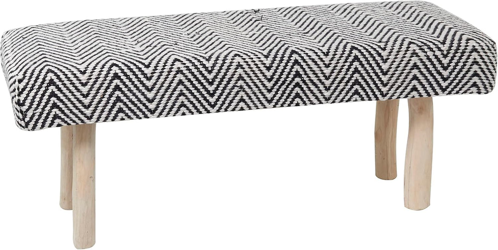 Deco 79 Polyester Chevron Bench with Wood Legs, 48" x 18" x 20&quot...