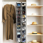 Simple Houseware 10 Shelves Closet Hanging Shoe Organizer, Gray | Dual Metal Hooks, Holds Up to 20 lbs, for Narrow Space