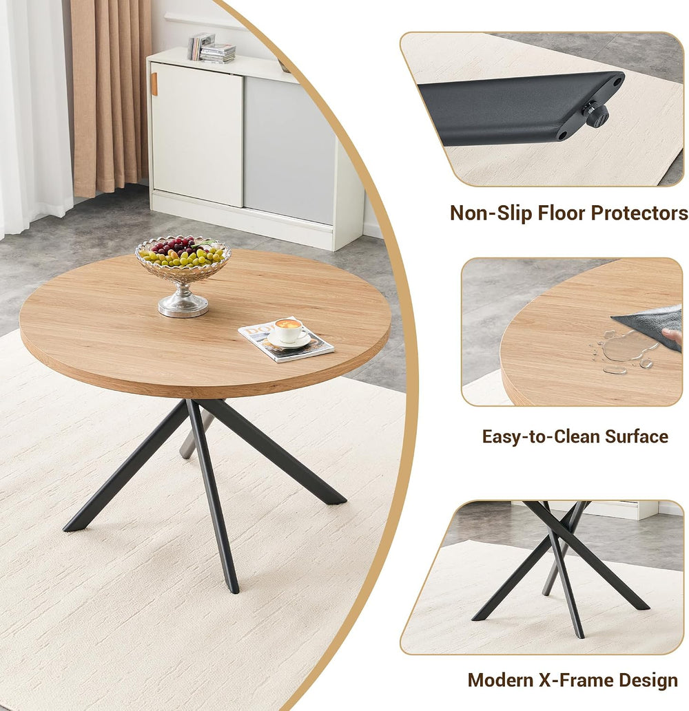 Round Dining Table Set for 4, 46.5" Modern Round Table Set for 4,Kitchen...
