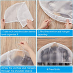 Patelai 24 Pcs 2" Gusseted Shoulder Covers for Hanging Clothes 24" x 12" Plastic Garment Dust Covers Protectors for Closet Storage Suit, Coats, Jackets, Dress Closet Storage(Translucent)