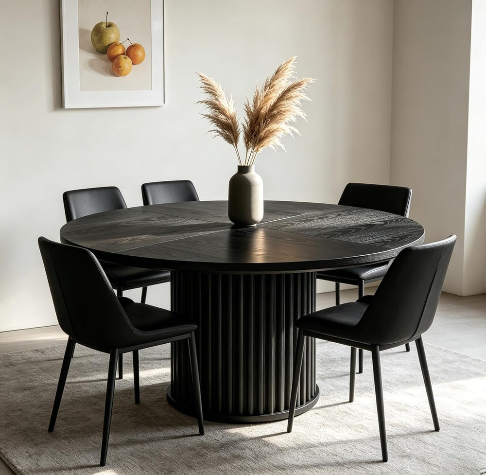 Oigavfd Black Round Dining Table for 4, 47" Circle Dining Table,with MDF...