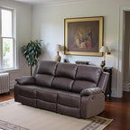Recliner Sofa Set Couches for Living Room Chair Semi PU Fabric Living Room Furniture Sets, Adjusted Loveseat Reclining Couch Furniture Sofa Set for Theater Seating, 3-Seater, Dark Brown