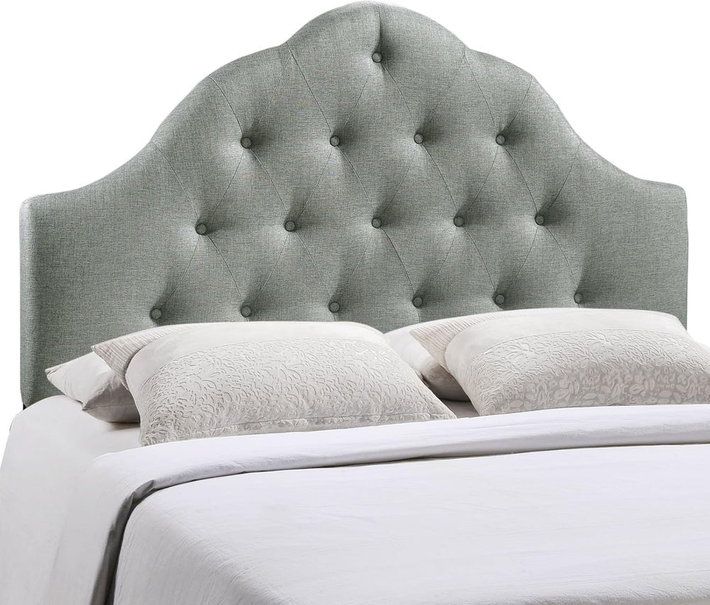 Modern Contemporary Queen Size Fabric Headboard, Grey Fabric