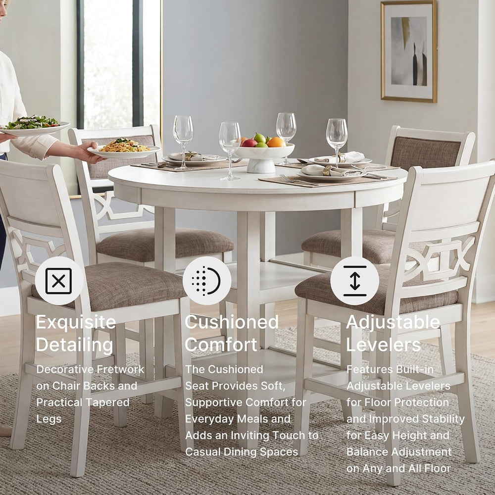 Signature Design by Ashley Round Dining Table Set for 4, Counter Height | 42-...