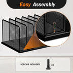 Kuntine.B Desk File Organizer 5 Sections Upright Mesh Desktop Organizer File Sorter Office Organization File Holder for Home, Office & Classroom