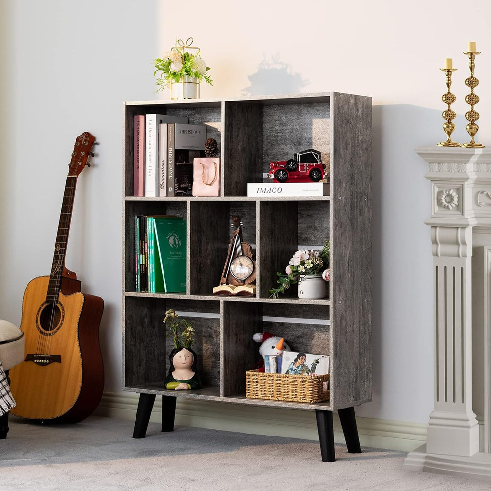 LEYAOYAO Bookshelf Cube Storage Organizer,3 Tier Bookcase with Legs,Modern Wo...