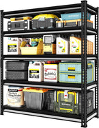 48" W Garage Shelving Heavy Duty，2500LBS Loads Metal Shelving Units and Storage,5-Tier Garage Storage Shelves Heavy Duty, Industrial Utility Shelves,48”W x 18”D x 78”H(Black)
