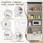 Shintenchi 65" Kitchen Pantry Cabinet, Farmhouse Tall Cupboard, White | Freestanding Cabinet, with 4 Shelves and 1 Drawer, for Kitchen, Living Room, Dining Room and Bathroom