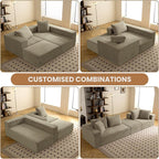 108" L-Shaped Boneless Couch, Modular Sectional Sofa with Moveable Ottoman, Corduroy Cloud Couches for Living Room, No Assembly, Ship in a Box, Camel