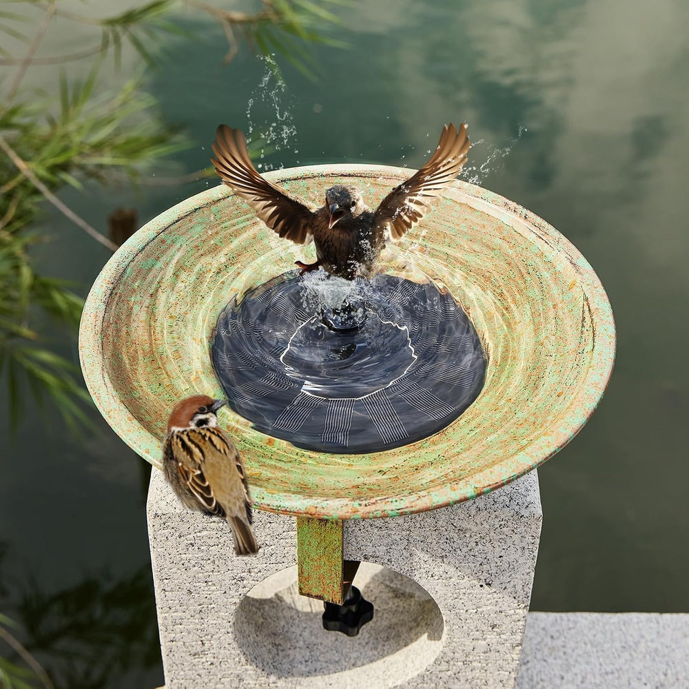 Solar Bird Bath,Deck Bird Bath with Solar Fountain,Deck Mounted Bird Bath