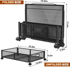 Under Bed Storage Containers,4 Pack Foldable Underbed Storage Containers with Handles and Wheels,Folding Bed Shoes Clothes Organizer,Easy Assembly Underbed Storage for Toy,Bedding,Bedroom(Black)