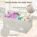 75 Quarts Extra Large Decorative Storage Bins with Lids, 3 Packs Beige Collapsible Storage Bins with Lids, Stackable Storage Bins Decorative Box Storage With Lid Extra Large
