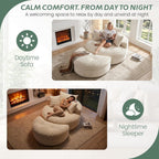 Oversized Round Chaise Lounge Chair, Deep Seat Cloud Boneless Floor Sofa Couch, Upholstered Corduroy Sleeper with 3 Pillows & Optional Ottoman, No Assembly Modern Lazy Floor Lounger for Living Room