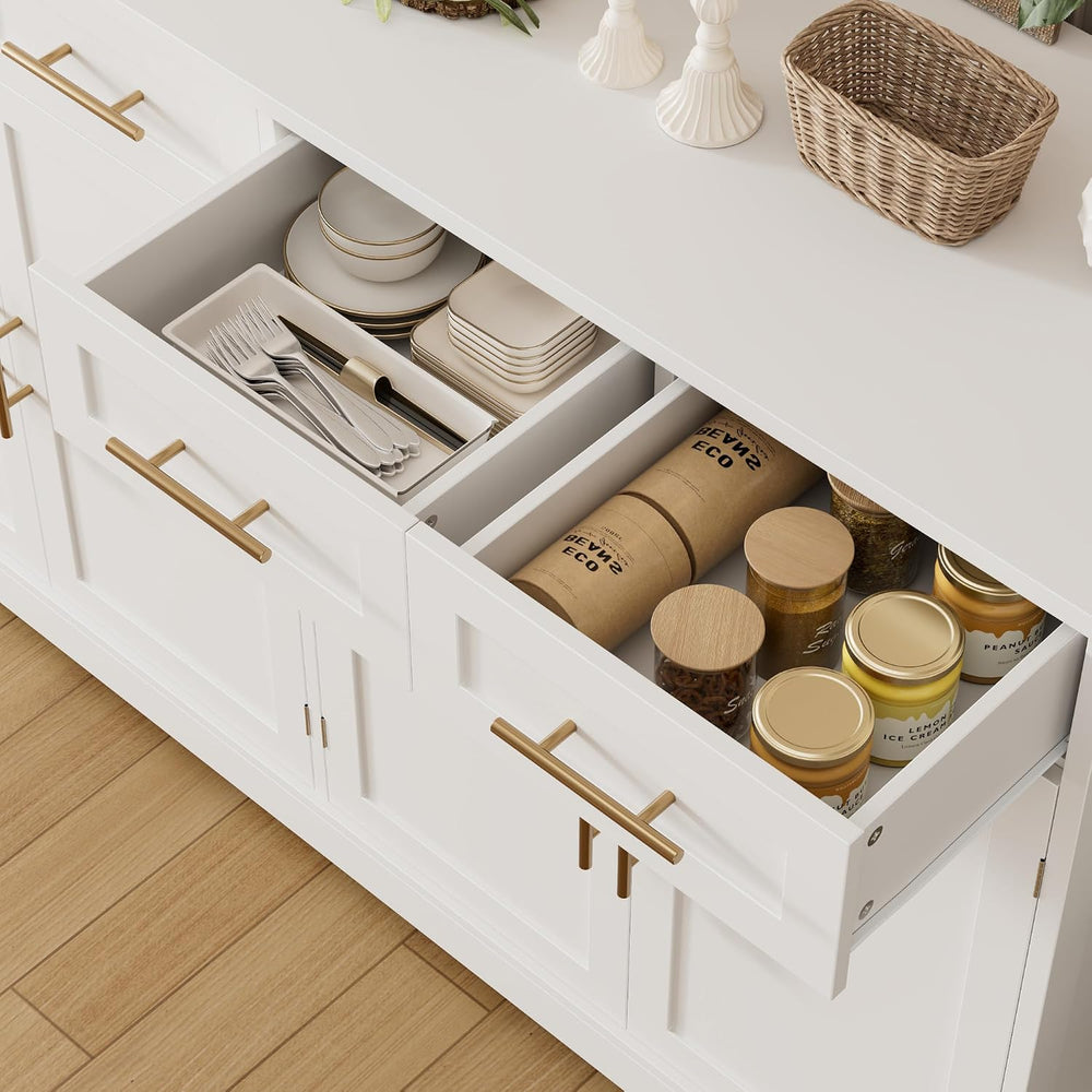 HOSTACK 60" W Sideboard Buffet Cabinet with Storage, Kitchen Cabinet, White