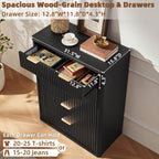 LEYAOYAO Fluted 6 Drawers Dresser for Bedroom, 42" Tall Modern Chest of Drawers with Metal Handle, Curved Profile Design,Black Wood Drawer Organizer for Bedroom, Living Room, Hallway, Entryway