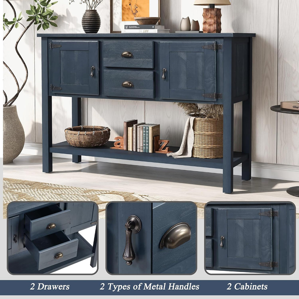 LKTART Farmhouse Sideboard Buffet Cabinet,Solid Wood Sideboard with Storage D...
