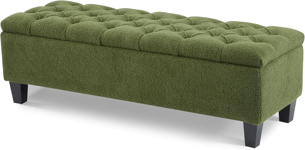 Christopher Knight Home Ottilie Boucle Fabric Storage Ottoman Bench, Wooden R...