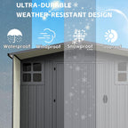 6×6 FT Metal Outdoor Storage Shed with Windows, Lockable Waterproof Sheds & Outdoor Storage, Garden Tool Shed for Lawn Mower & Backyard Patio, Dark Gray (No Floor)