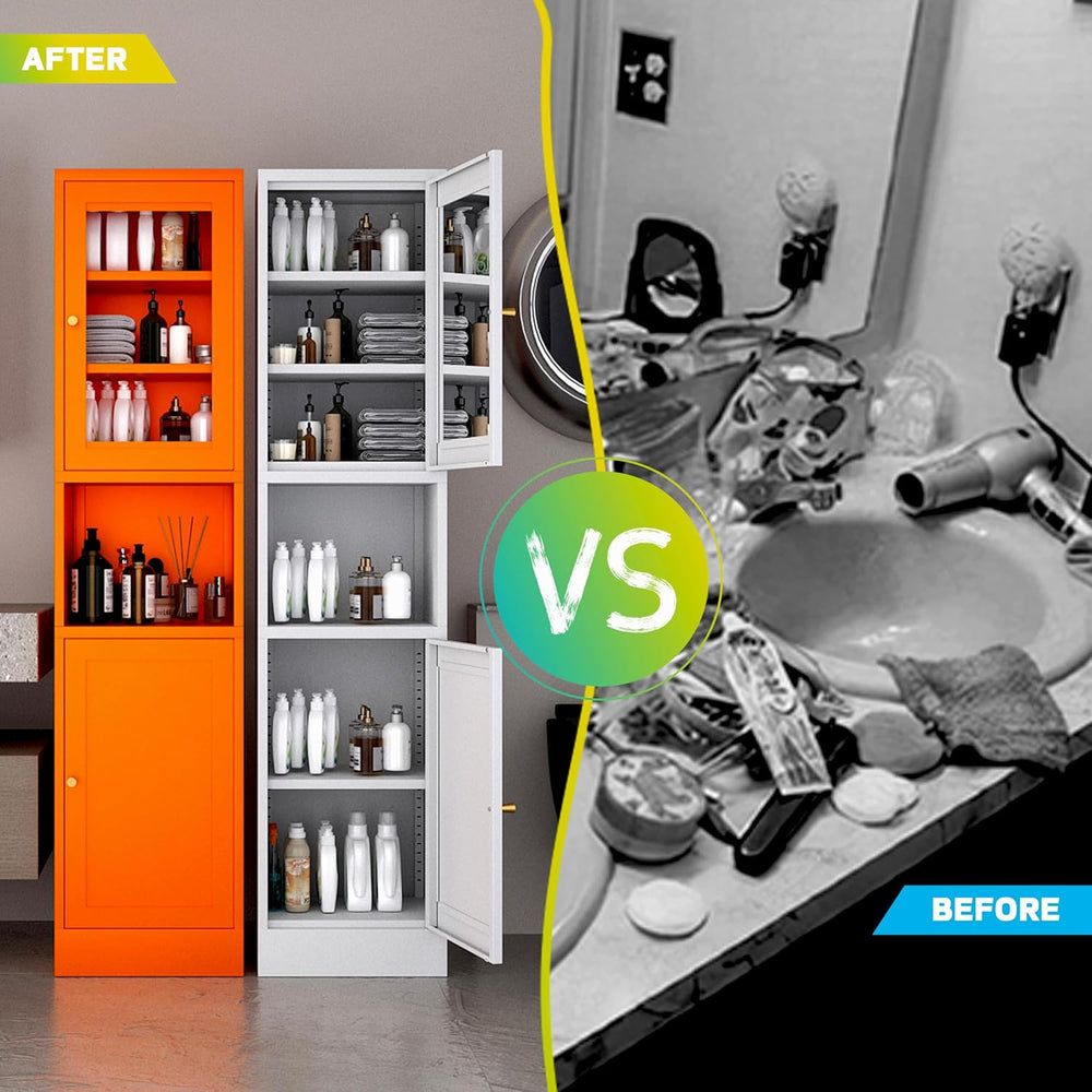 67" Tall Metal Storage Cabinet with 2 Doors & 3 Adjustable Shelves |...