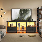 TV Stand for 55 Inch TV, LED Entertainment Center with Fabric Drawers and Power Outlets, Modern Industrial TV Media Console for Living Room, Bedroom Storage Cabinet - 47.2'' Black