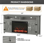 YESHOMY Fireplace TV Stand for Television up to 65+ Inch with Storage and Farmhouse Barn Doors, Entertainment Center with Cabinet and Shelves, Media Console for Living Room, Gray Wash