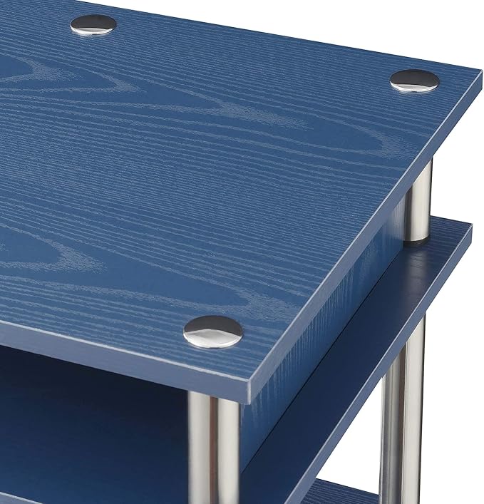 Convenience Concepts Designs2Go No Tools Desk Home Office Desk with Shelves, Corner Shelf Vanity Desk Computer Desk Nail Table for Nail Tech - 47.25" L x 15.75" W x 30" H, Cobalt Blue