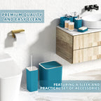 Bathroom Accessories Set - Gorgeous Bathroom Set, 10PC Teal Bathroom Accessory Set, Toilet Brush, Trash Can, Qtip Holder Dispenser & Soap Dispenser