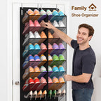 Over the Door Shoe Organizer for 20-30 Pairs, 10-Tier, Black