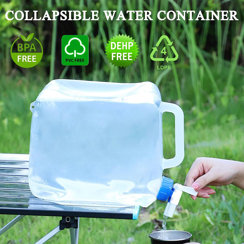 Collapsible Water Container with Spigot & Hook, BPA Free Water Jug, Folda...