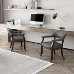 LEEMTORIG Large Dining Chairs with Casters and Arms, Rolling Dining Chairs with Wheels, Accent Game Chairs, Boss Caption's Chairs, 26"D x 25.2"W x 31.5"H, Espresso Legs & Dark Grey Fabric SY-318-GY