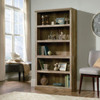 Sauder 5 Tier Book Shelf Wooden Bookcase Multipurpose Bookshelf for Home Office, Living Room, in Lintel Oak