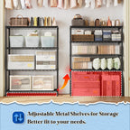 4- Shelf Metal Shelving Unit Adjustable Storage Shelves Heavy Duty Garage Shelving Steel Wire Shelving for Laundry Bathroom Kitchen Pantry Closet Garage Black, 35.6Wx16Dx54H