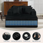 54.3"W Oversized Chaise Lounge Chair Indoor, Boneless Corduroy Sleeper Sofa Bed with 4 Pillows, Armrests, Comfy Fluffy Reading Couch, No Assembly Required Cloud Sofa for Living Room, Bedroom, Office