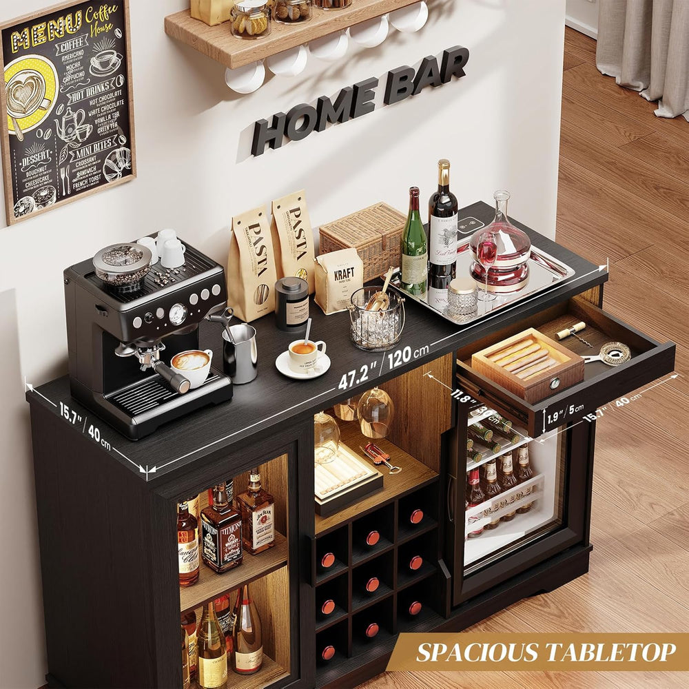 BROTTAR Large Coffee Bar Cabinet with Fridge (Fridge Included) | Liquor Wine ...