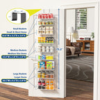 EVERIE 9-Tier Over the Door Storage Rack, Metal Hanging Organizer with Heightened Plate Bottom Baskets and Enlarged Hanging Slots, Kitchen Pantry Shelves
