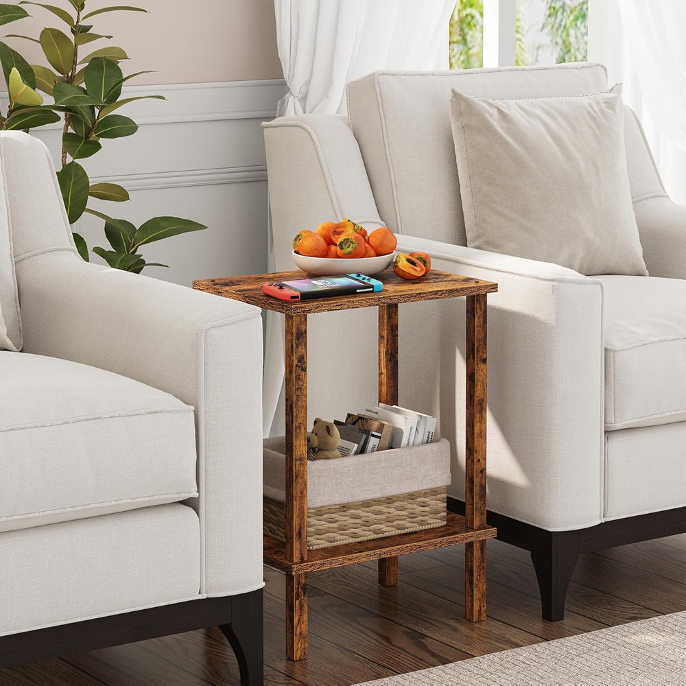 TUTOTAK End Table, Set of 2, Side Table, Nightstand, 2-Tier Storage Shelf, So...