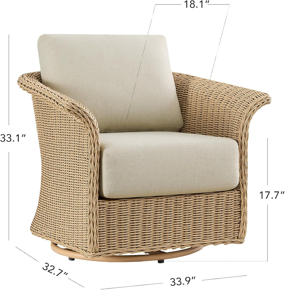 CHITA Wicker Patio Swivel Chairs with Removable Thickened Cushion, Outdoor Ra...