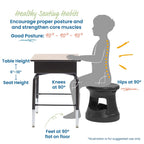 ECR4Kids Active Storage Wobble Stool, 15in Seat Height, Children's Furniture, Black