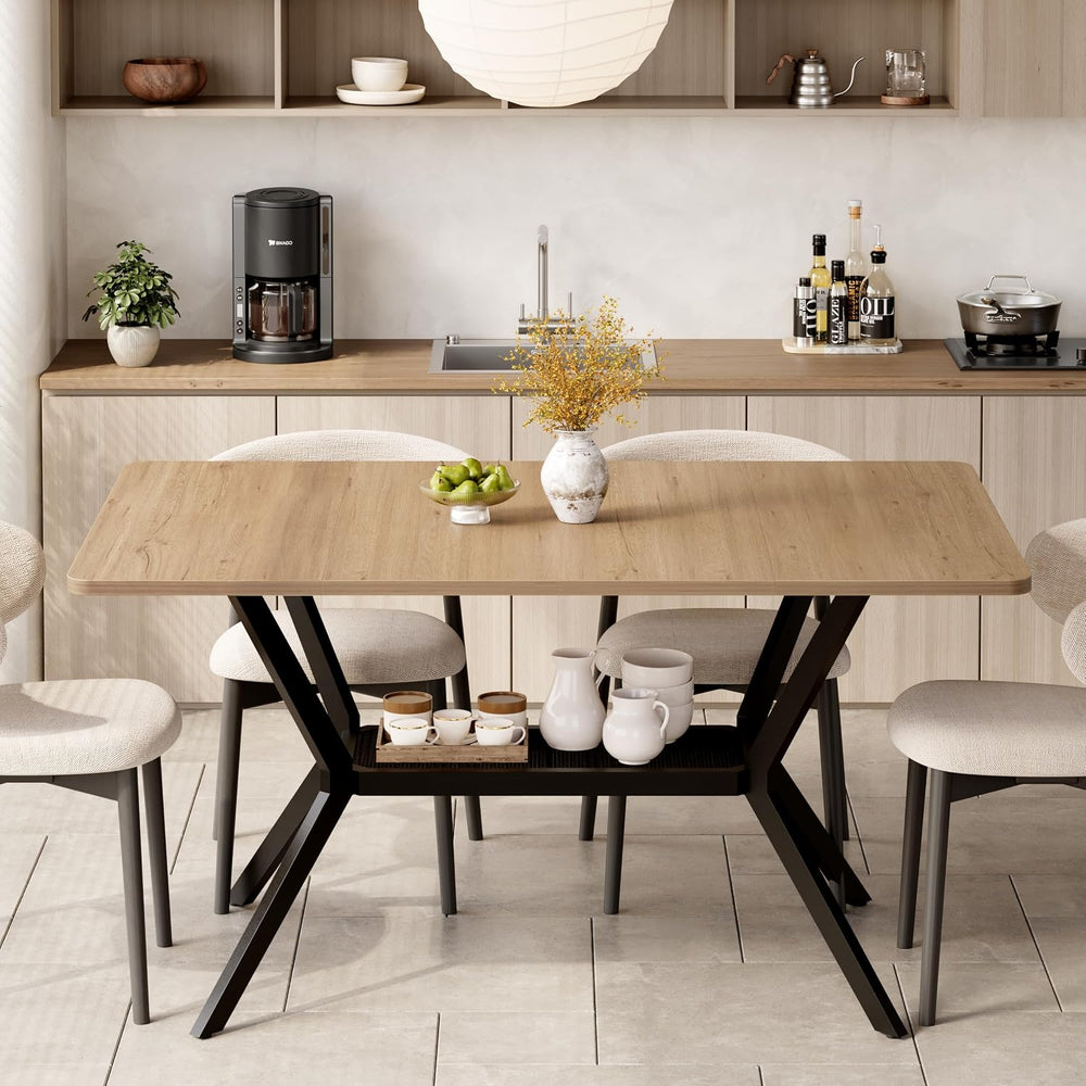 MECHYIN 55" Dining Table for 4-6, Industrial Kitchen Table with Spacious...