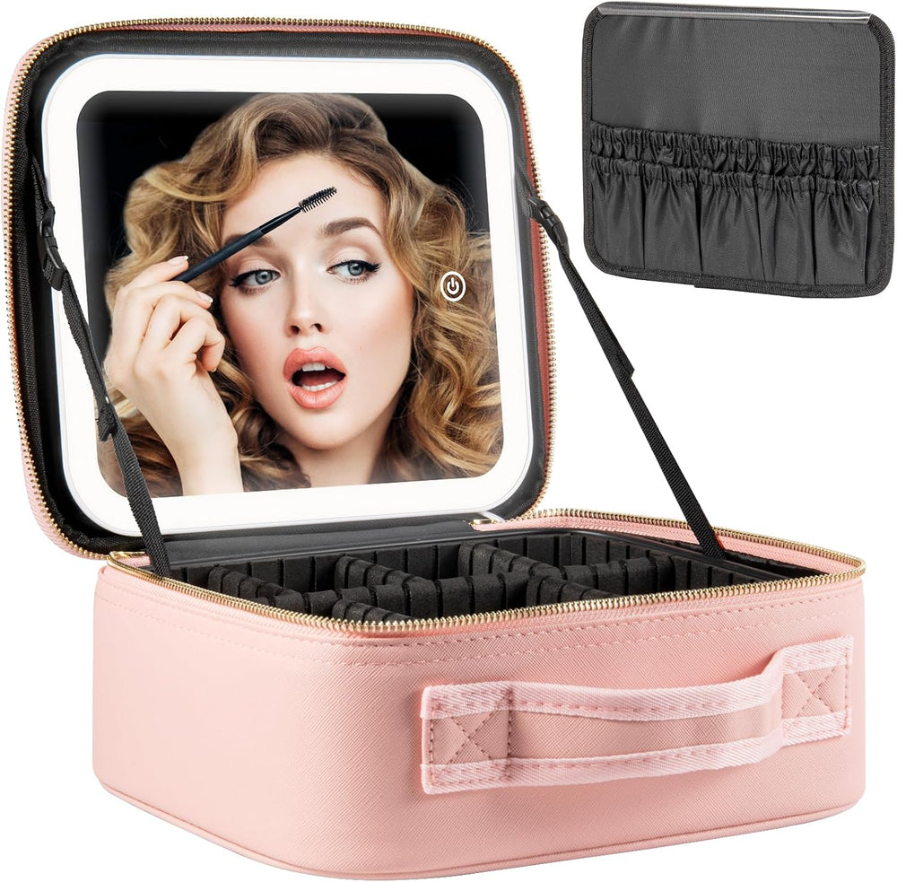 Extrei Gent Makeup Travel Train Case with Mirror LED Light 3 Adjustable Brigh...