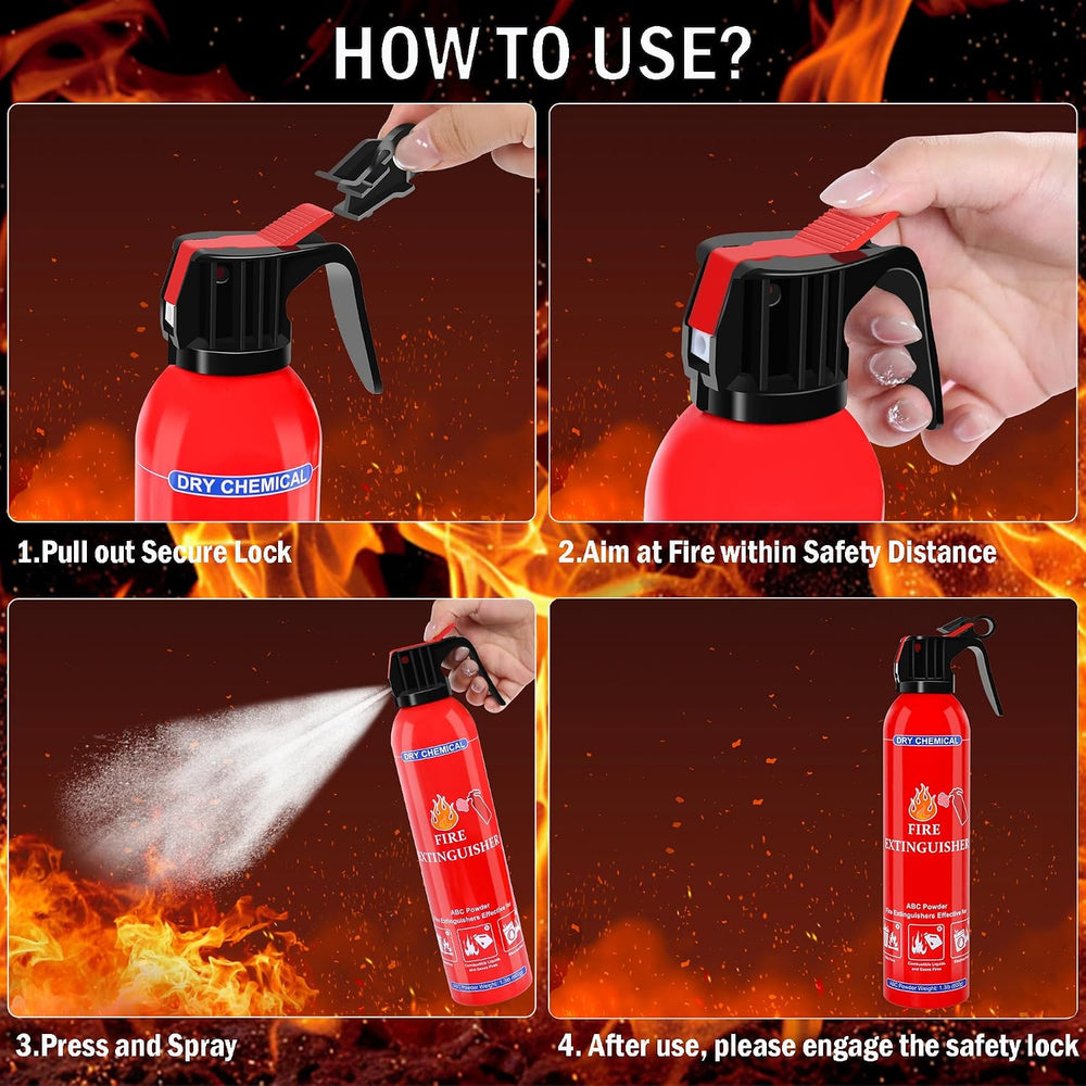 6 Pack ABC Dry Chemical Fire Extinguisher - Portable Fire Spray with Mounting...