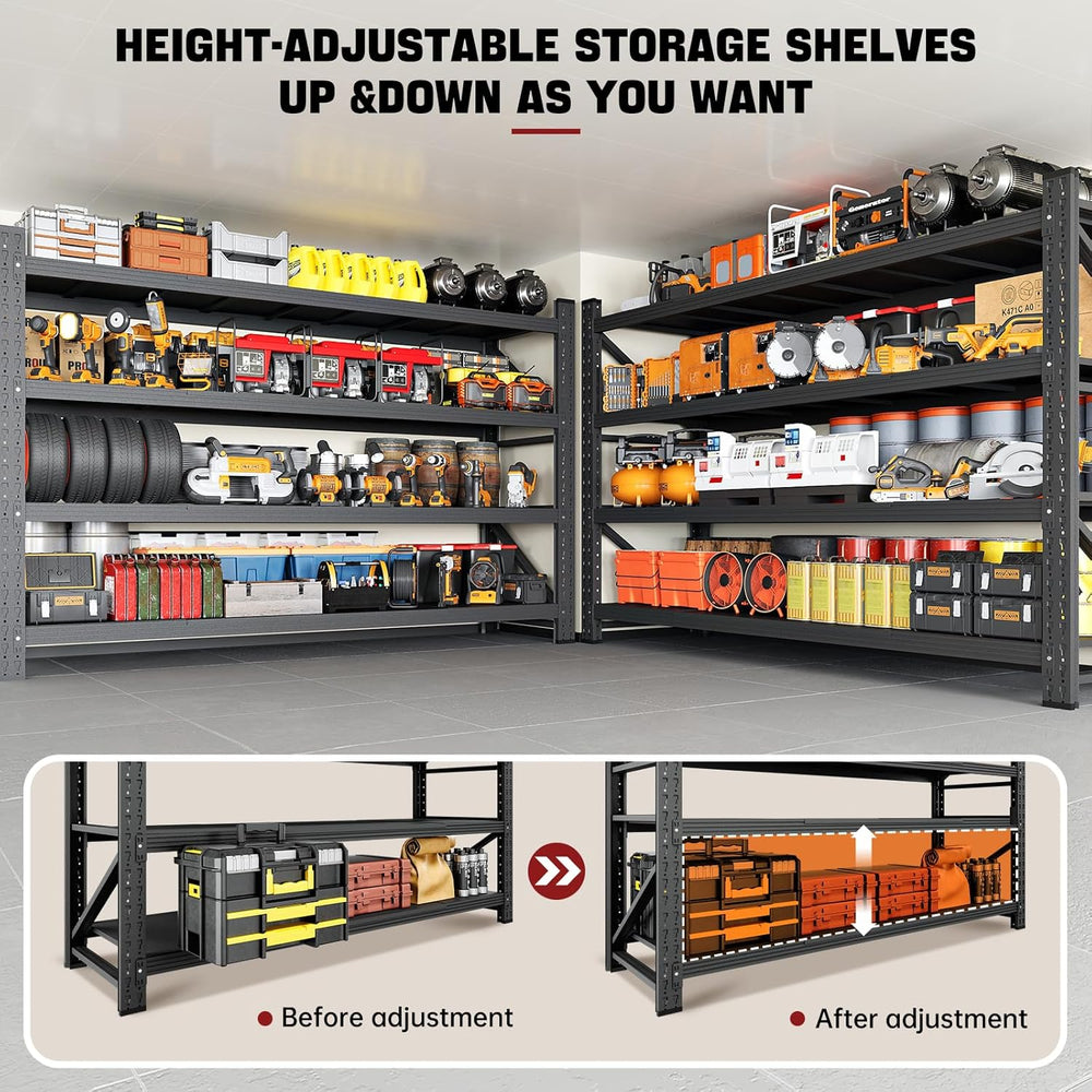 RAVIGIN 5000LBS Storage Shelves,71" W Garage Shelving Heavy Duty Metal A...
