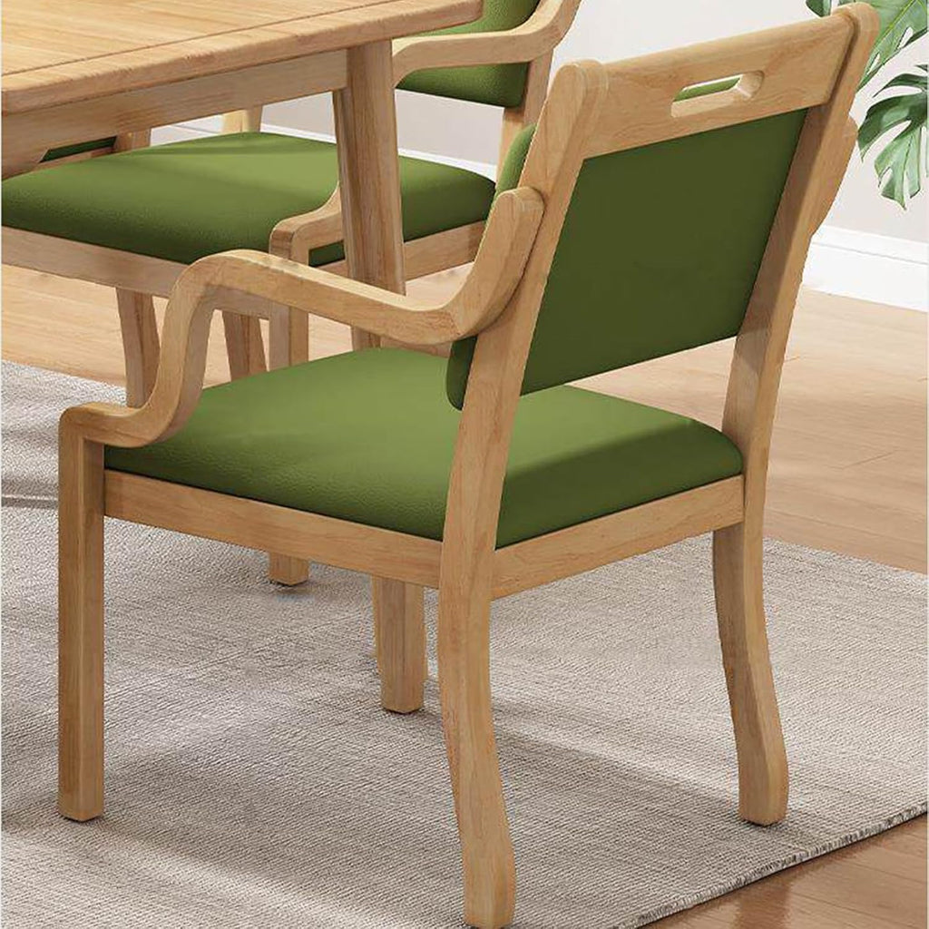 Wood Dining Table Set for 4, Rectangular Kitchen Dinner Table with Drain Groove Armrest,Ergonomic Upholstered Dining Chairs, Seniors Wooden Dining Room Furniture(1 Table + 6 Chairs, Walnut)