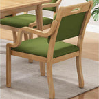Wood Dining Table Set for 4, Rectangular Kitchen Dinner Table with Drain Groove Armrest,Ergonomic Upholstered Dining Chairs, Seniors Wooden Dining Room Furniture(1 Table + 6 Chairs, Walnut)