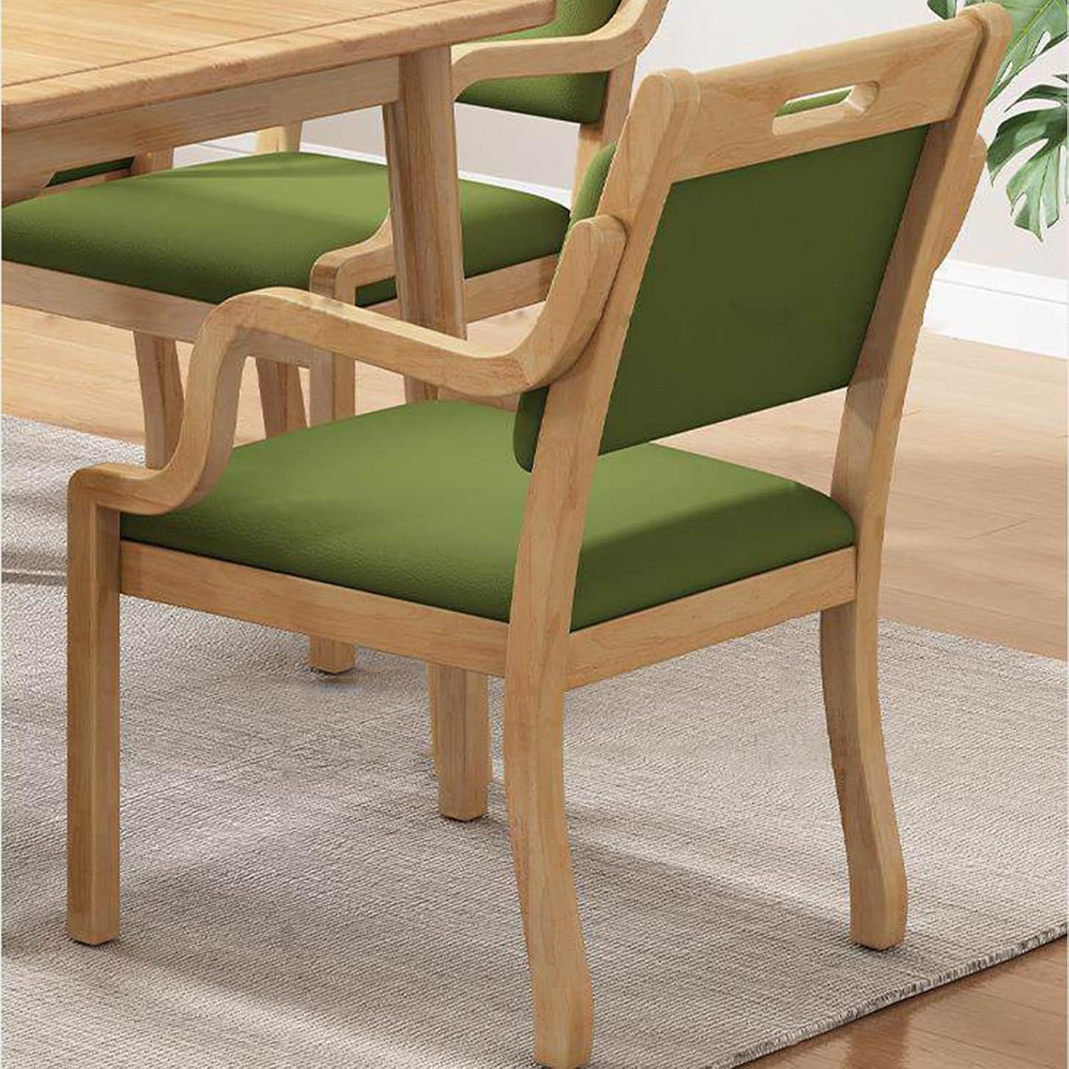 Wood Dining Table Set for 4, Rectangular Kitchen Dinner Table with Drain Groove Armrest,Ergonomic Upholstered Dining Chairs, Seniors Wooden Dining Room Furniture(1 Table + 6 Chairs, Walnut)