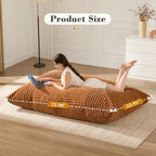 3-in-1 Giant Bean Bag Chair for Adults & Kid, Convertible Floor Sofa to Mattress, High-Density Foam Chair Bed with Washable Cover, Multi Functional Lounge Couch for Bedroom, Living Room (Orange)